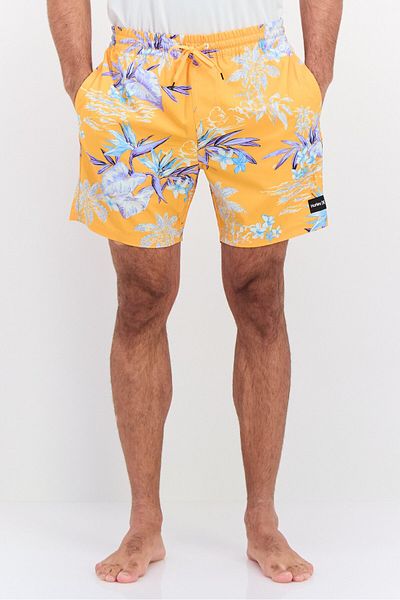 Hurley Men Allover Print 17 Length Board Shorts Swimwear, Orange Combo