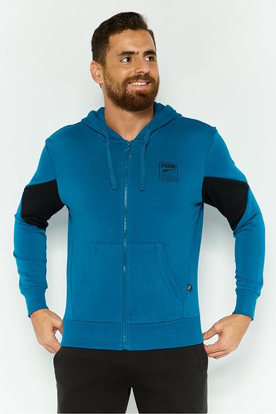 Puma Men Sportswear Fit Long Sleeves Outdoor Sweatshirt, Teal Blue