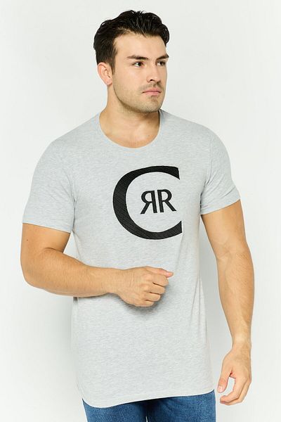 Cerruti 1881 Men Crew Neck Short Sleeves Brand Logo T-shirt, Grey