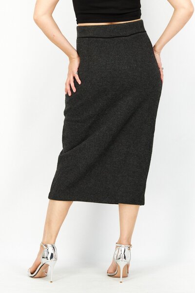Esprit Women Knitted Pull On Midi Skirt, Charcoal