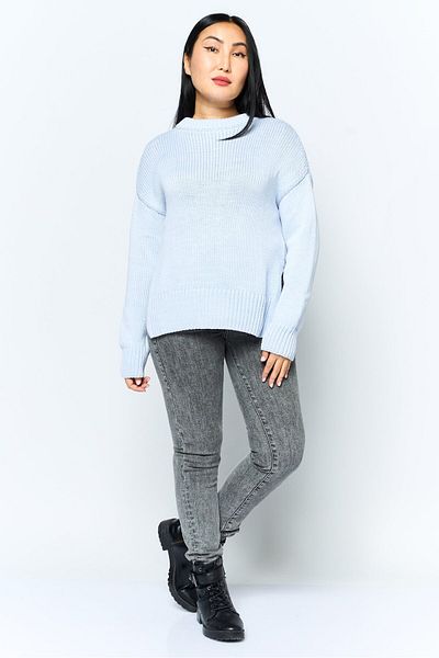 Hugo Boss Women Crew Neck Textured Sweater, Light Blue
