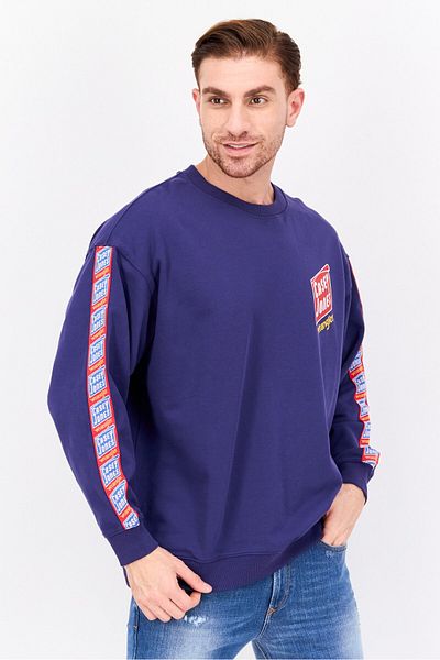 WRANGLER Men Crew Neck Long Sleeve Graphic Print Sweatshirt, Blue