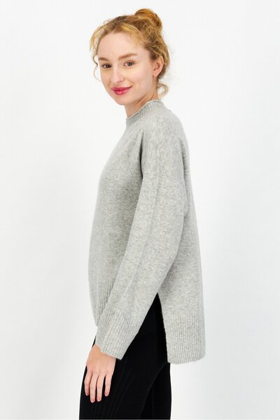 Esprit Women High Neck Textured Sweater, Grey