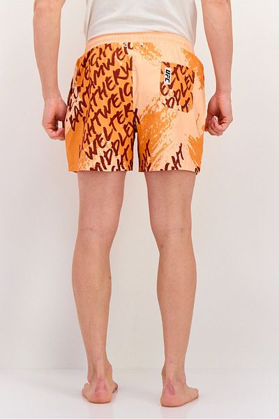 UFC Men Allover Print Board Shorts Swimwear, Orange