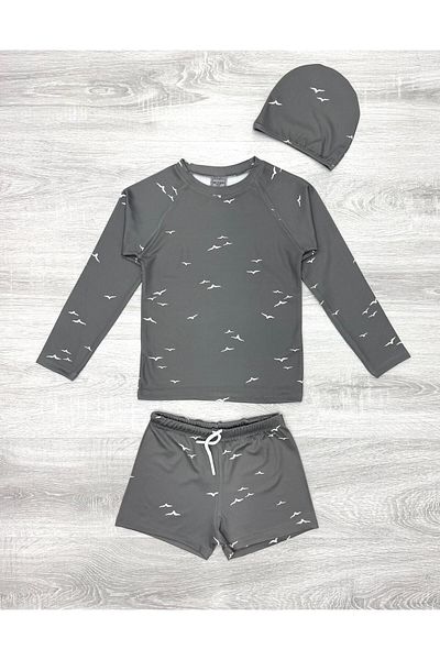 My Kids Wear Boneli Lace-Up Long Sleeve Sun Protection Boys' Swimsuit