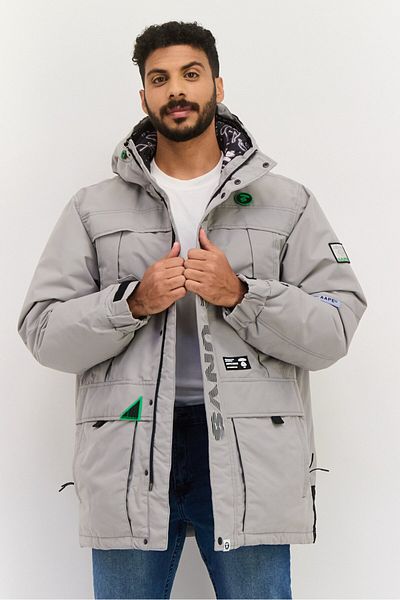 Aape By A Bathing Ape Men Brand Logo Puffer Jacket, Light Grey