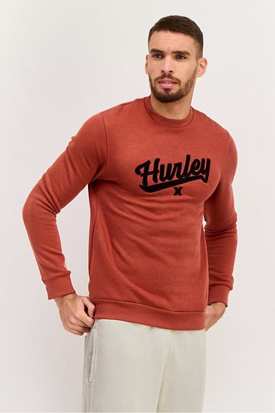 Hurley Men Sportwear Fit Long Sleeve Training Sweatshirt, Rust