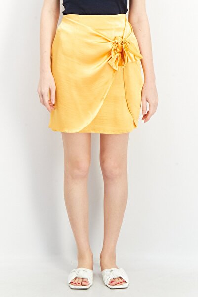 Asos Design Women Solid Mini Skirt, Orange