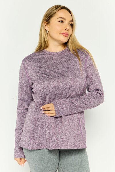 Hurley بلوزة رياضية نسائية بأكمام طويلة، لون بنفسجي هيذر