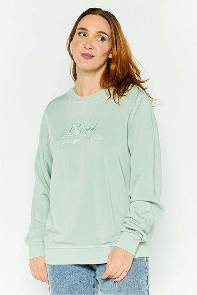 Diesel Women Crew Neck Long Sleeves Embroidered Sweatshirts, Green