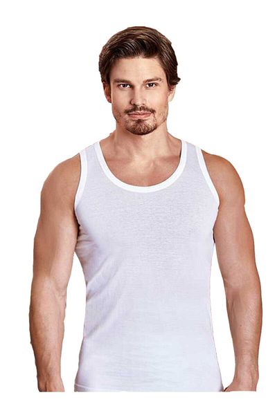 Berrak Fanilam 6-Piece Men's White Combed Cotton Jersey Single Jersey Undershirt