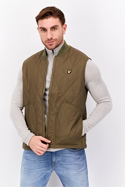 Lyle & Scott سترة مبطنة بشعار العلامة التجارية للرجال، زيتوني