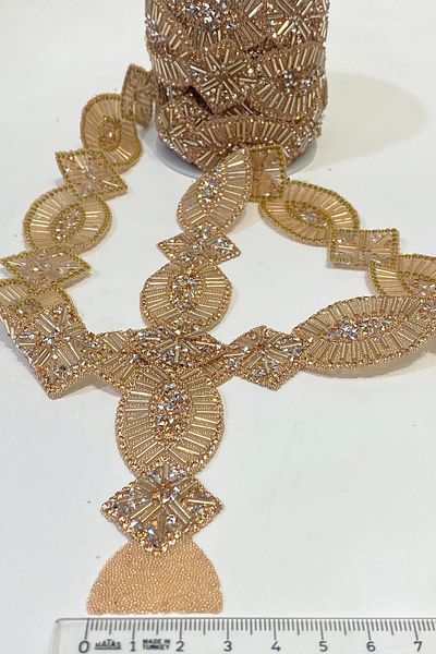 Hayalperest boncuk Oval Accessory - Iron-On Stoned and Beaded Strip