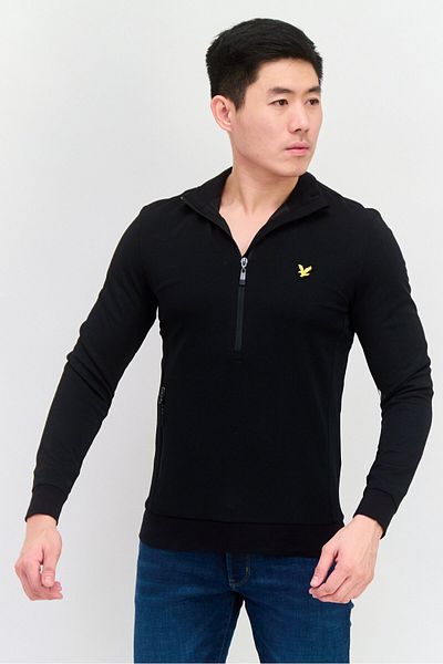 Lyle & Scott Men Mock Neck Long Sleeve Brand Logo Sweatshirt, Black