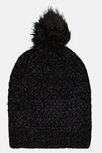 Daisy Fuentes Women Faux Fur Pom Beanie, Black