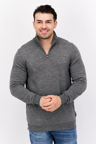 Lyle & Scott Men High Neck Textured Long Sleeves Sweater, Grey