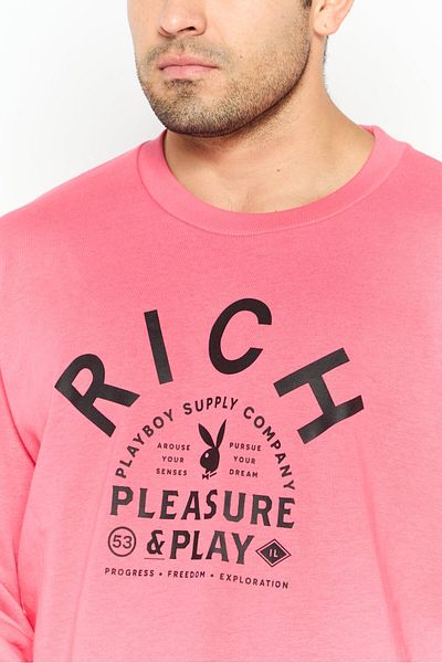 John Richmond Men Crew Neck Graphic Print Long Sleeves Sweatshirt, Pink