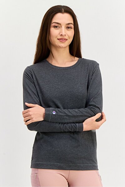 Champion قمصان تدريب رياضية نسائية بأكمام طويلة، لون فحمي