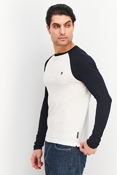 French Connection Men Crew Neck Long Sleeves Brand Logo T-Shirt, White