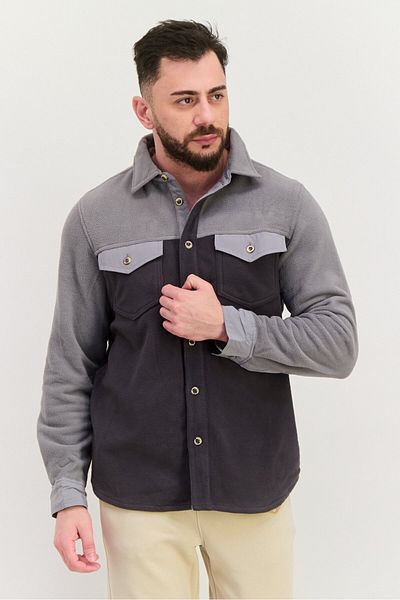 Avalanche Men Sportswear Fit Long Sleeves Outdoor Jacket Shirt, Light Grey