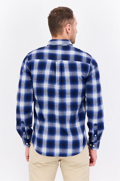 Threadbare Men Regular Fit Checkered Long Sleeves Casual Shirt, Blue Combo
