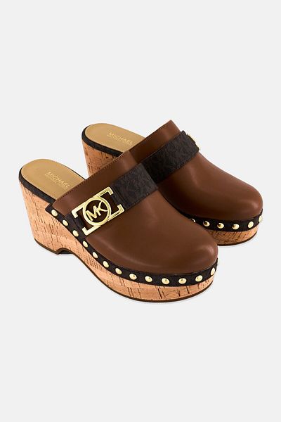 Michael Kors Women April Clog Slip On Wedges, Brown