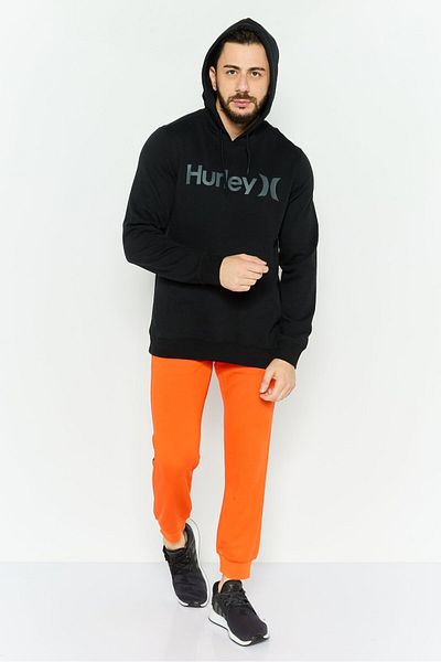 Hurley Men Hooded Long Sleeve Brand Logo Sweatshirt, Black
