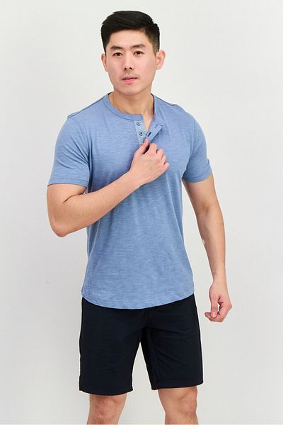 Project Essentials Men Crew Neck Short Sleeves Plain T-Shirt, Sage Blue