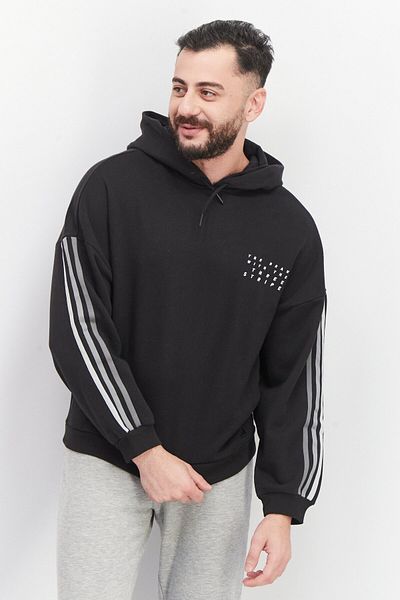 adidas Men Sportswear Fit Long Sleeve Embroidered Hoodie, Black