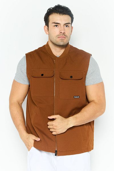 Hurley Men Sportswear Fit Sleeveless Outdoor Jacket Vest, Brown