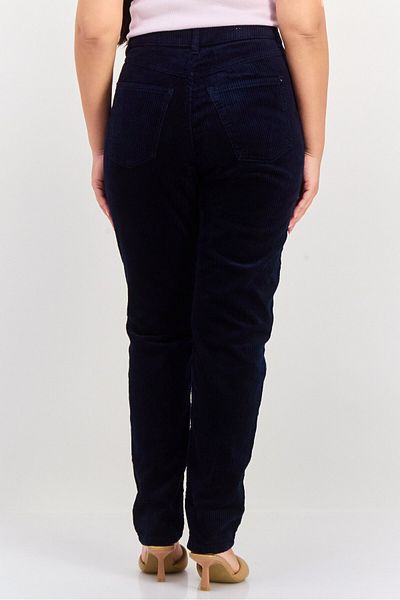 Esprit Women Mom Fit Textured Corduroy Pants, Navy Blue