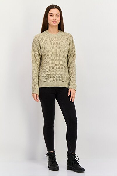 Esprit Women Crew Neck Knitted Sweater, Beige