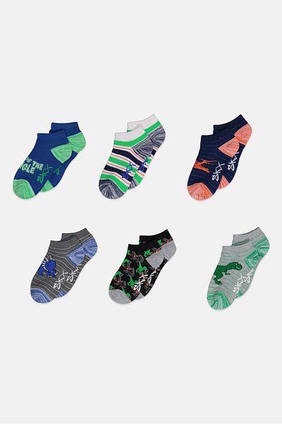 SKECHERS Kids Boy 6 Pairs Allover Print Socks, Blue