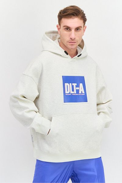 SKECHERS Men Sportswear Fit Long Sleeve Outdoor Hooded Sweatshirt, Light Grey