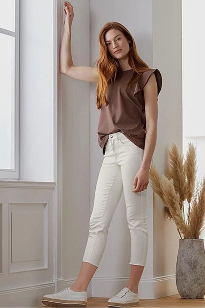 Tchibo Women Slim Fit Plain Stretchable Jeans, White
