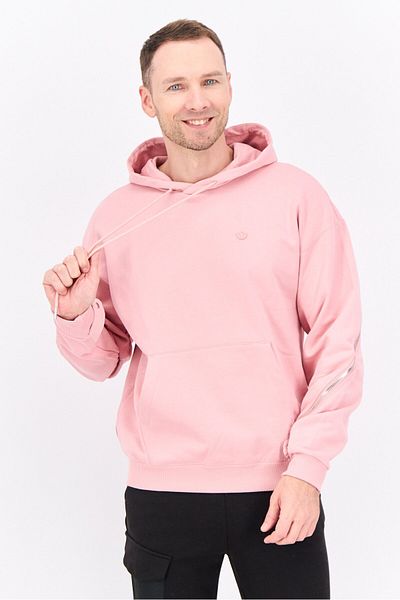 adidas Men Sportswear Fit Long Sleeve Outdoor Hoodies, Rose Pink
