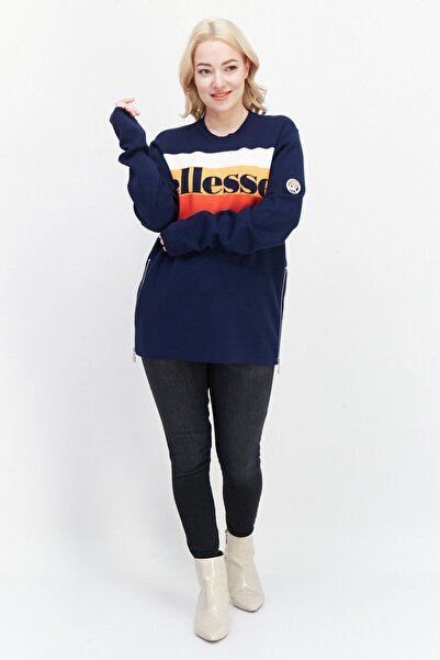 Michael Kors Ellesse x Women Crew Neck Long Sleeve Brand Logo Sweatshirt, Navy