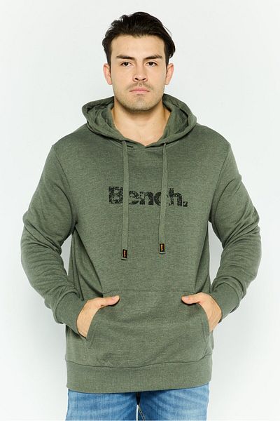 BENCH Men Hooded Brand Logo Long Sleeves Sweatshirt, Hunter Green