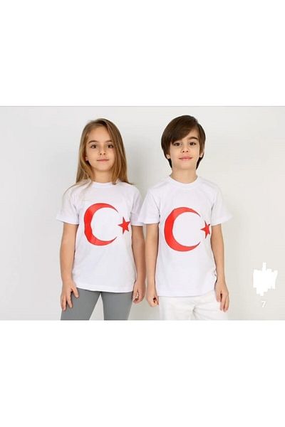 STOPER Tricou unisex pentru copii 5-12 ani - imprimeu steag turcesc
