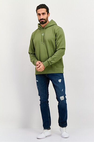 Esprit Men Hooded Brand Logo Long Sleeves Sweatshirt, Olive