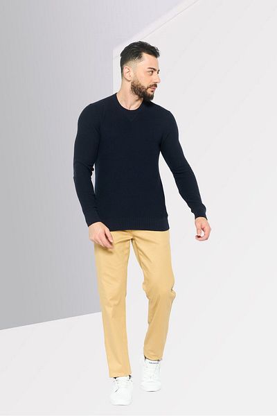 Michael Kors Men Crew Neck Long Sleeve Textured Sweatshirt, Navy