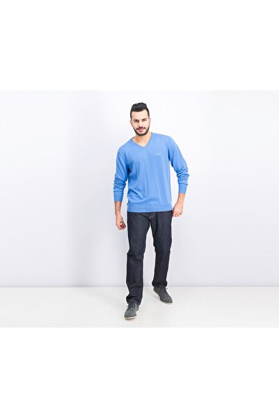 Hackett Men V-neck Sweater, Yonder Blue