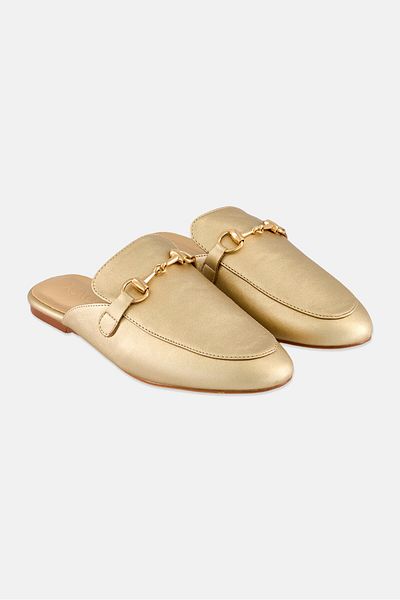 XOXO Women Slip On Metallic Mules, Gold