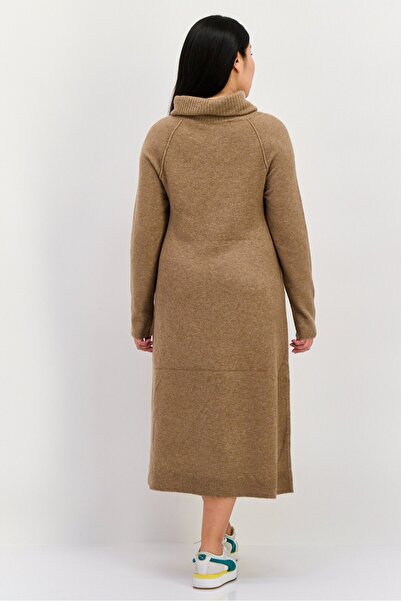 Esprit Women Knitted Casual Midi Dress, Dark Taupe