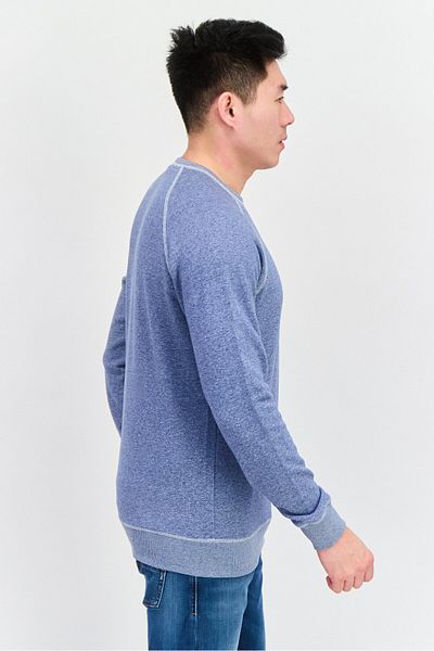 CELIO Men Crew Neck Heather Long Sleeves Sweatshirt, Slate Blue