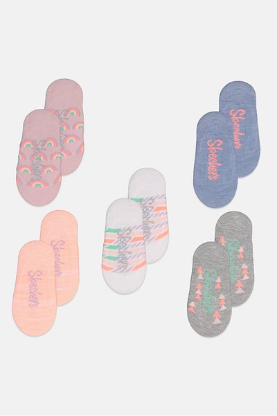 SKECHERS Kids Girl 5 Pairs Super Low Liner Socks, Pink