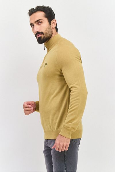 Lyle & Scott Men High Neck Long Sleeve Brand Logo Sweatshirt, Tan