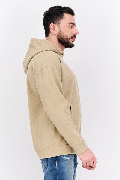 Members Only Men Hooded Textured Long Sleeves Sweatshirt, Taupe