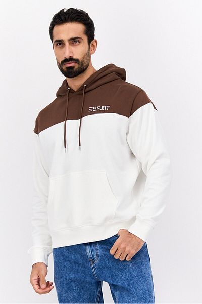 Esprit Men Hooded Long Sleeves Two-Toned Sweatshirt, White