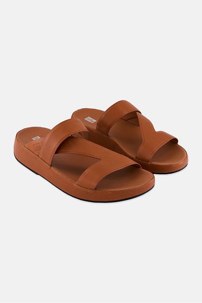 Fitflop Men Samel Leather Slip On Sandals, Brown